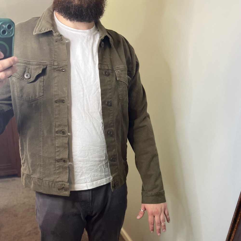 Men's Olive Green Denim Jacket